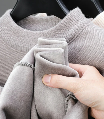 Luxury high-end round neck sweater men's winter trend brand embroidered Korean version casual plush warm thick knitted pullover