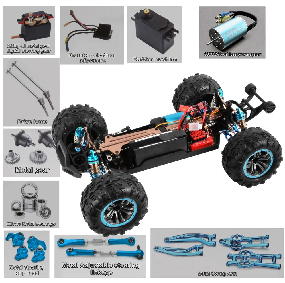 WLtoys  F21A 1:10 80KM/H RC Car 4WD 2.4G Metal Undercarriage Brushless Motor Remote Control High Speed Drift Monster Truck Toy