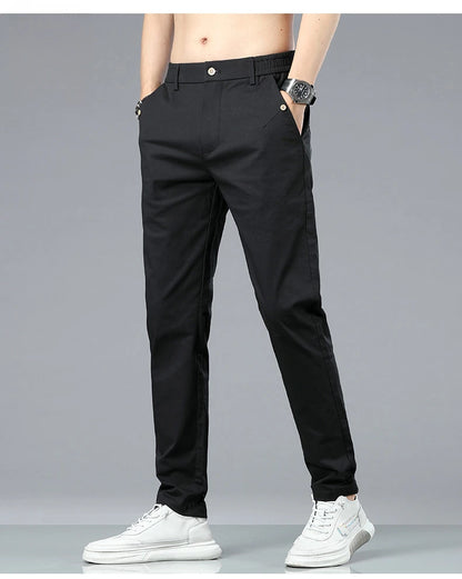Marke Kleidung männer Casual Hosen 98% Baumwolle Dünne Business Gerade Slim Fit Klassische Hosen Stretch Frühling Sommer Männliche Hosen.