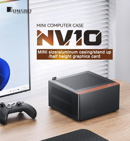 JONSBO N10/NV10 MINI ITX Case Supports 1U FLEX Power Supply Aluminum Alloy Desktop Office Computer Case.