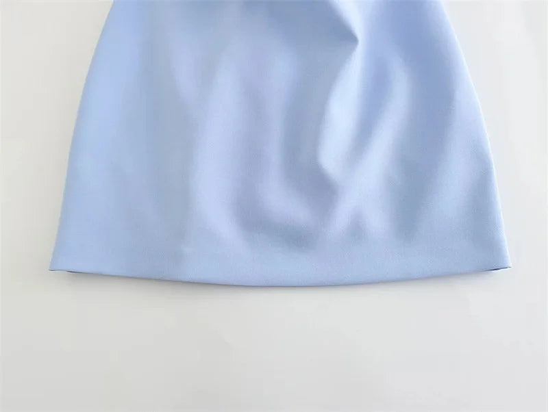 MUJER Off Schulter Mini Kleid Frau Blau Schwarz Weiß, Figurbetontes Kleid Frauen Backless Ärmellose Sommer Sexy Party Kurze Kleider.