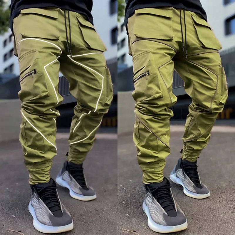 Men's Reflective Cargo Pants 2025 New Hip Hop Casual Joggers Trousers Multi-Pocket Men Sweatpants Streetwear Sports Pant M-3XL