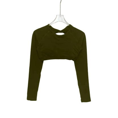 NCLAGEN Long Sleeve Crop Top Woman Yoga Pilates Clothing Beautiful Back Gym Workout Sportswear Sports Compression Shirt.