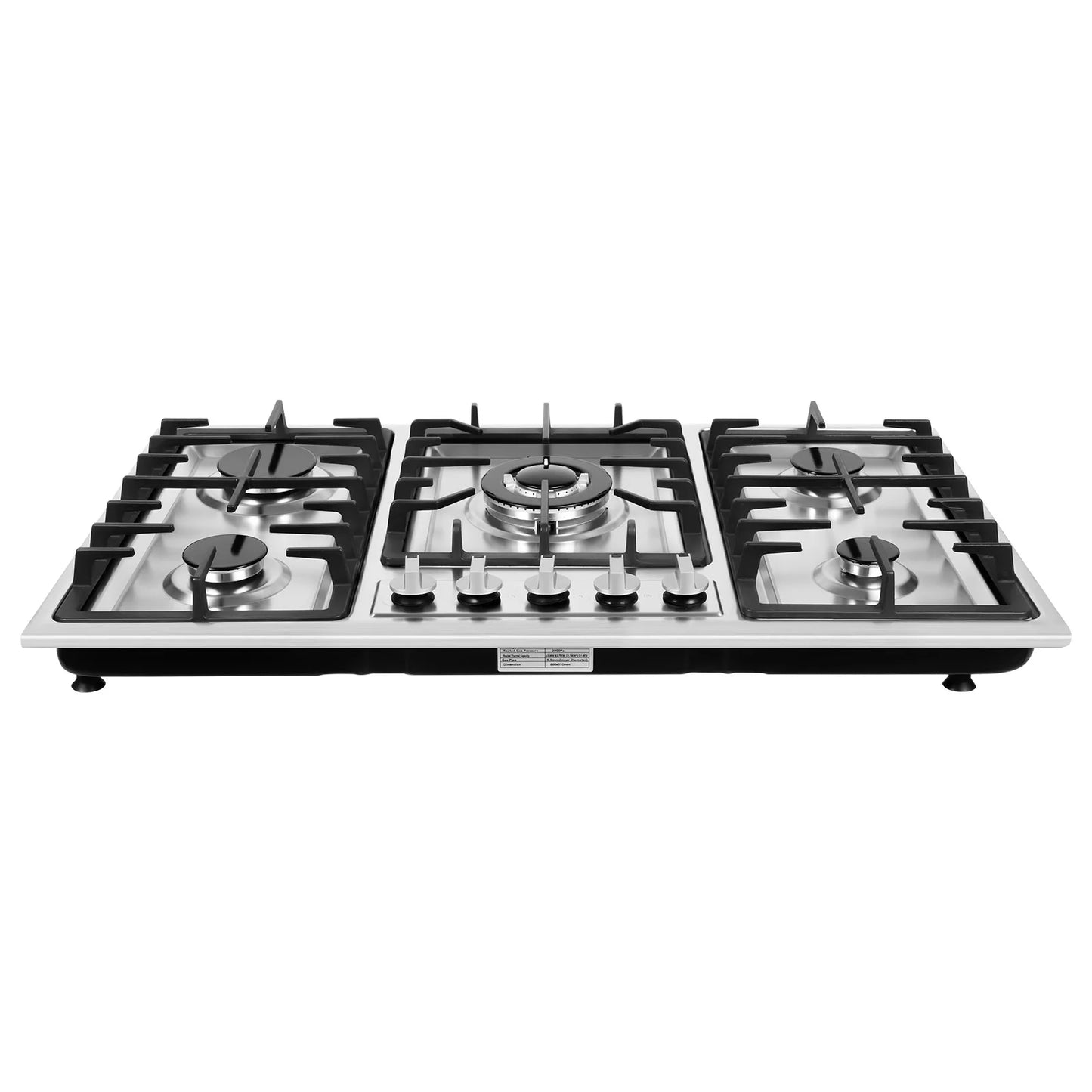 Stainless Steel Gas Cooktop with 5 Burners Electronic Pulse Ignition Built-in 3kw 2.75kw 1.75kw 1.75kw 1kw Gas Cooktop.