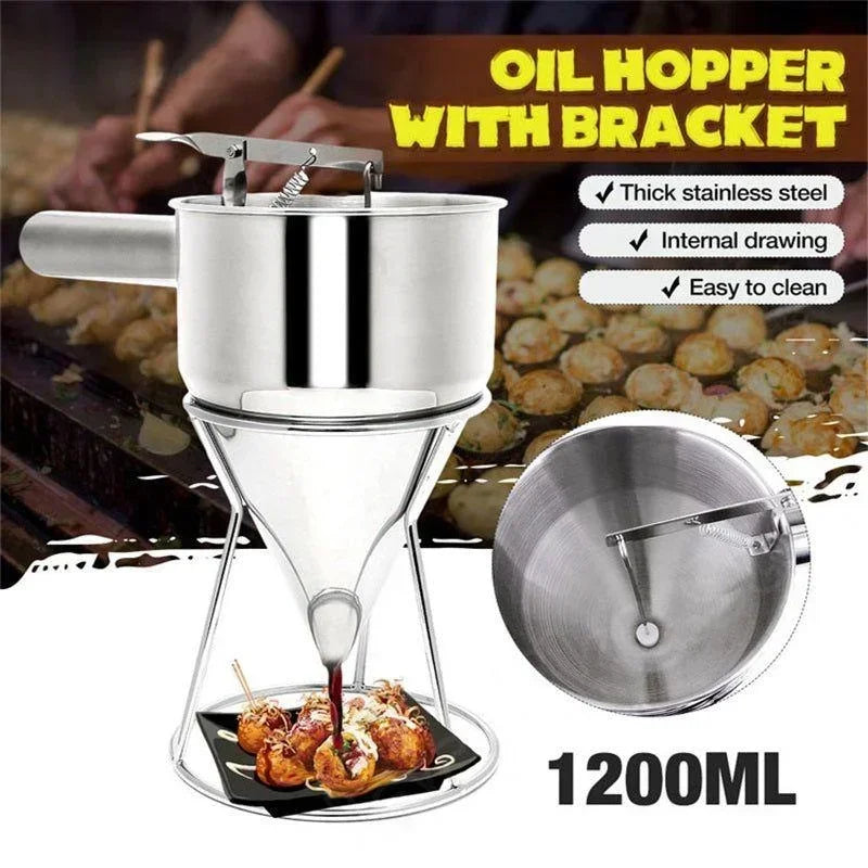 1pcs Stainless Steel Funnel Dispenser with Rack Cupcake Pancake Batter Maker Octopus Fish Ball Home Kitchen Baking Tools Baking.