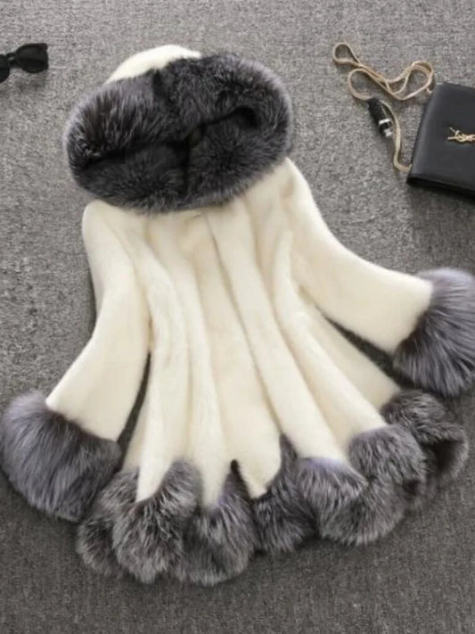 Mit kapuze Lose Faux Pelz Jacke Frauen Dicke Herbst Winter Koreanische Maxi Mantel Lange Warme Luxus Pelz Parkas Bontjas Pelzigen Oberbekleidung