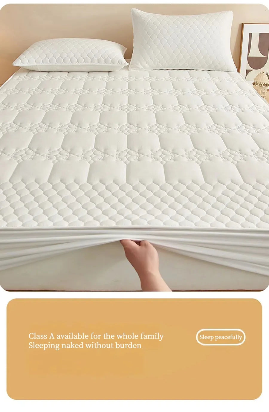 WASART King Size Double Bed Quilted Waterproof Mattress Protector Cover Elastic Fitted Sheet Protection Pad Thick Bedspread 150.
