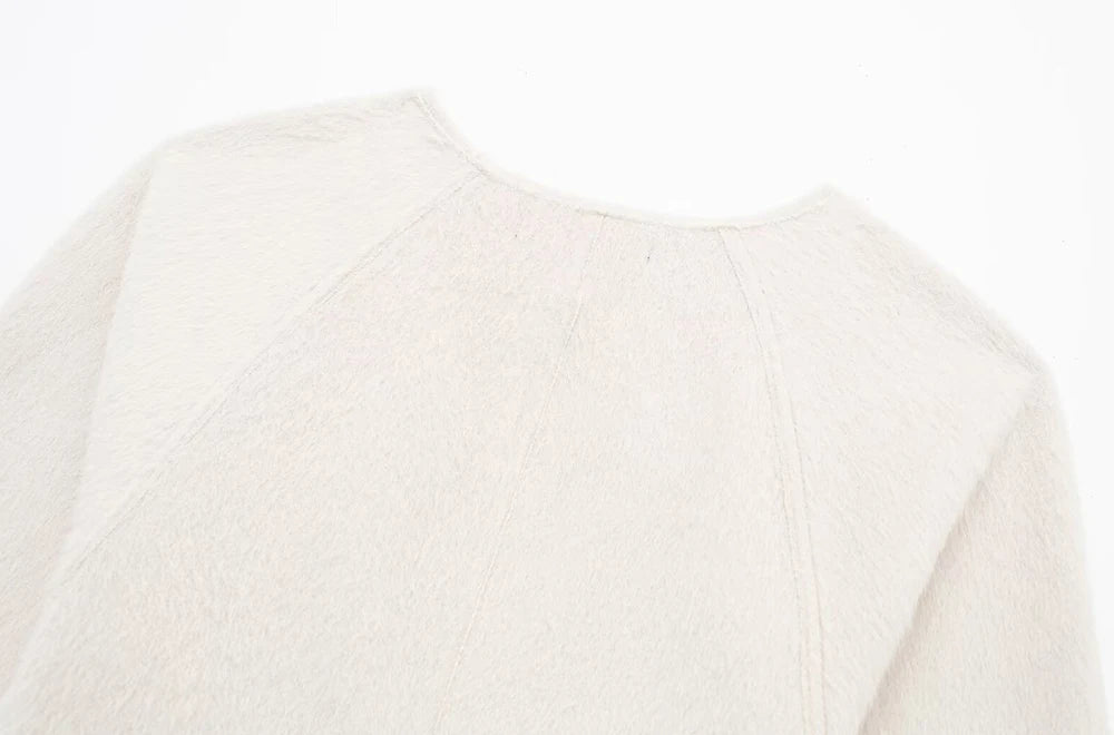 Women Fashion With Belt Woolen Jacket Coat V Neck Long Sleeve Female Outerwear Chic Tops.