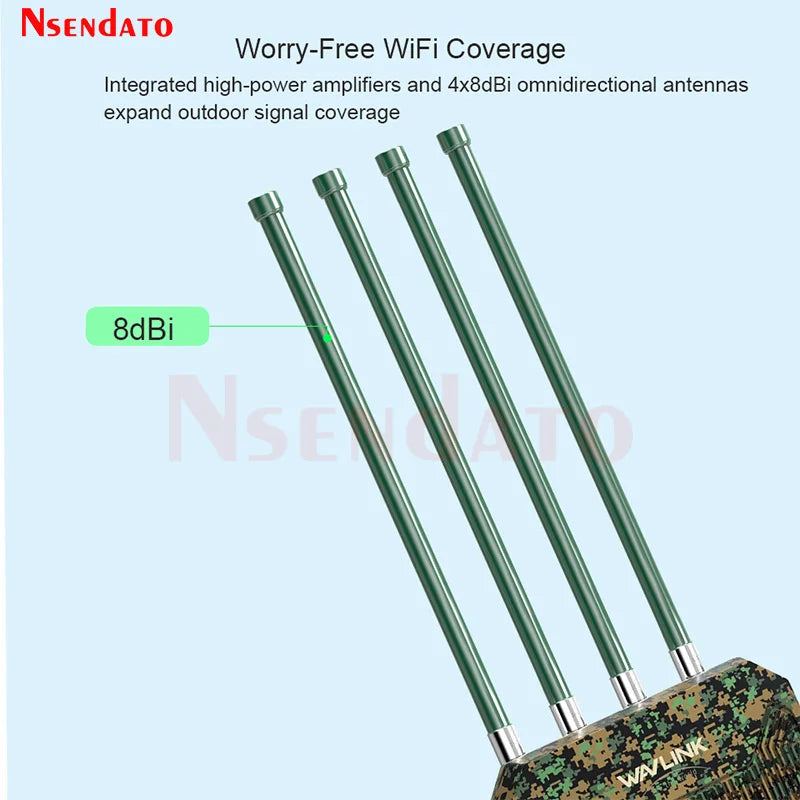Wavlink AX3000 Outdoor WiFi 6 Mesh Router/AP/Repeater Adapter Dual Band 2.4G+5G Wifi Long Range Extender with 4x8dBi Antennas.