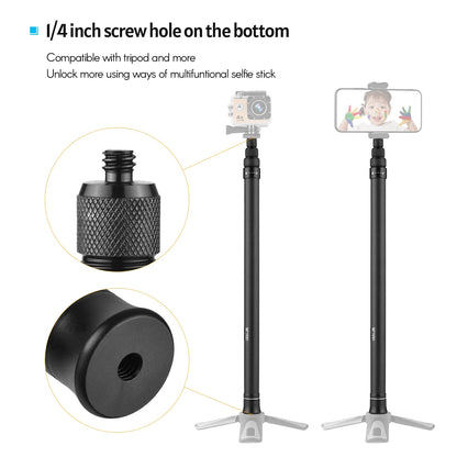 Carbon Fiber Selfie Stick Adjustable Extension Pole with 1/4 Inch Screw Replacement for One X/ One X2/ One R Panoramic Camera.