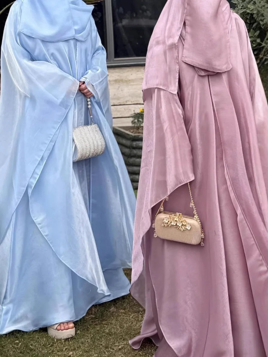 Muslim Women Dubai Abaya Stain batwing sleeve Long Dress Kimono Cardigan Kaftan Modest Robe Femme Islam African Dresses Kebaya.