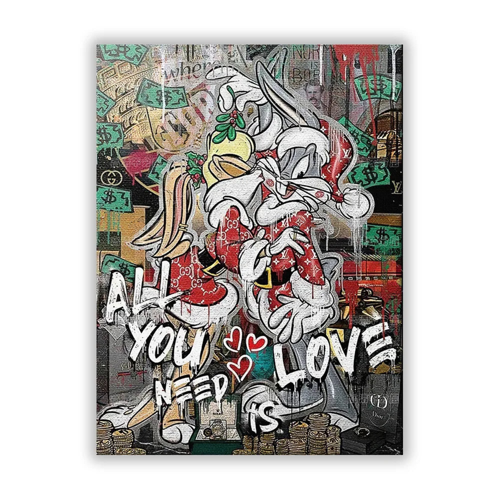 MINISO Disney Marvel Donald Duck Home Living Room Bedroom Art Poster Street Graffiti Children's Room Wall Mural Canvas HD Prints