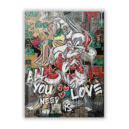 MINISO Disney Marvel Donald Duck Home Living Room Bedroom Art Poster Street Graffiti Children's Room Wall Mural Canvas HD Prints