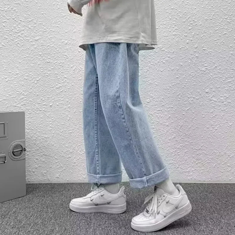 2025 Men Baggy Casual Jeans Male High Street Straight Leg Denim Pants American Classic Retro Summer Casual Long Trousers