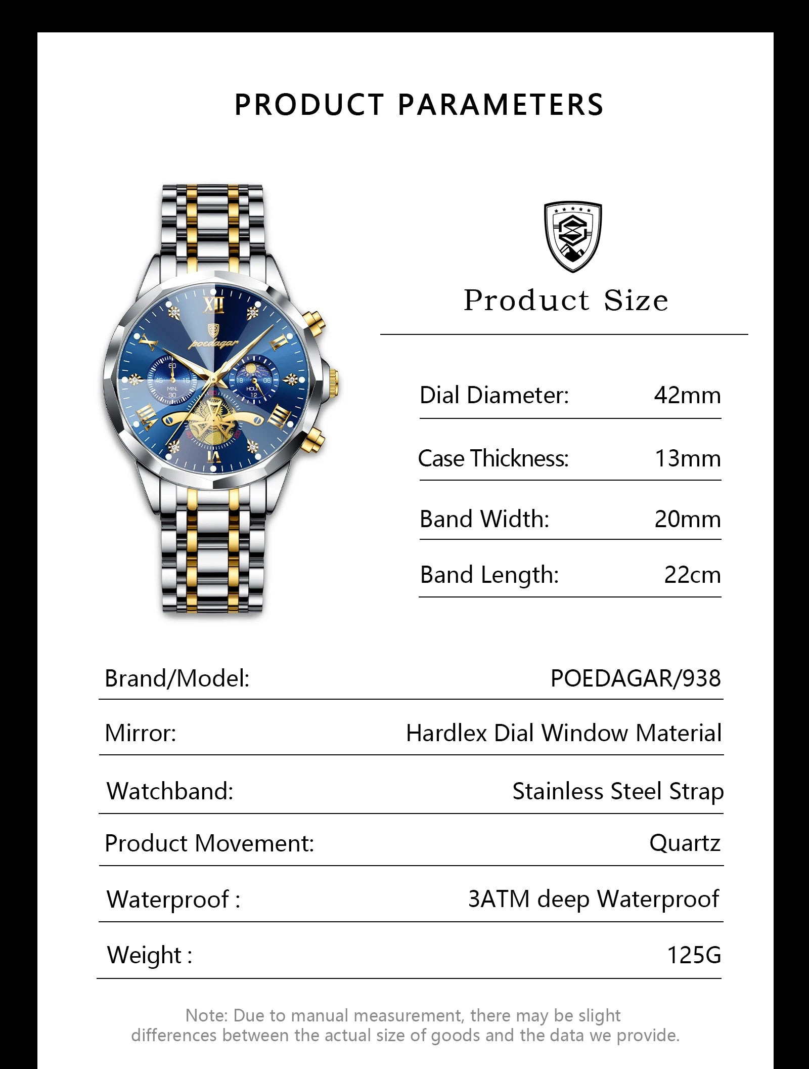 POEDAGAR Luxury Men Watch Top Original Waterproof Luminous Chronograph Man Wristwatch Stainless Steel Quartz Men's Watches Reloj.