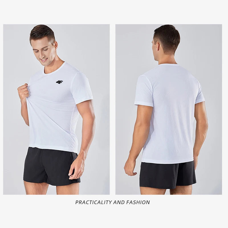 Men's Summer Exercise Trainning T-shirt High Quality Breathable Quick Dry Short Sleeved Top Marathon Gym Fitness Basketball Tees.