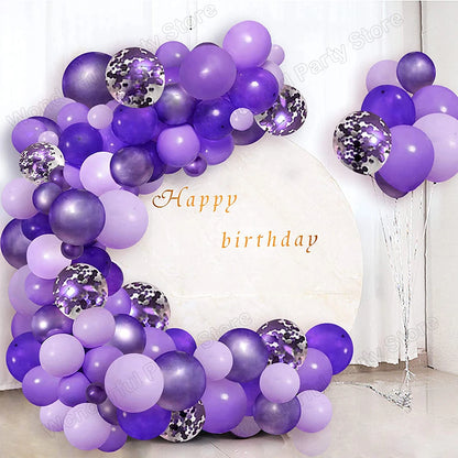 139 Stücke Dunkellila Licht Ballon Girlande Bogen Kit Metall Lila Gold Latex Ballons Hochzeit Party Braut Baby Dusche Geburtstag Dezember.