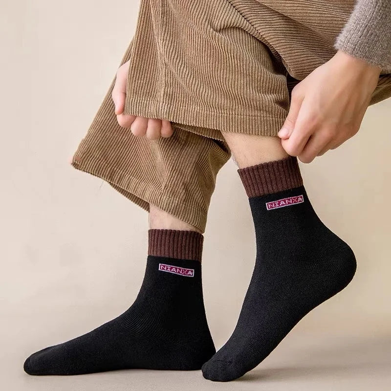 10Pairs/Men's Cotton Socks Winter Autumn Thickened Warm Mid-tube Socks Cotton Loop To Keep Warm Antibacterial Socks for MenWomen.