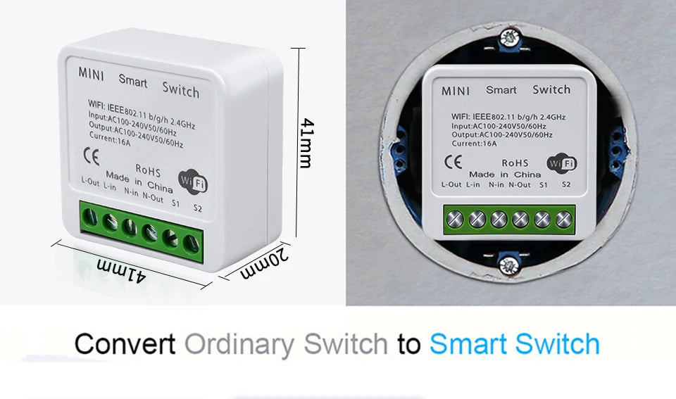 16A 20A Tuya WiFi Smart Switch 2-Wege-Steuerung Mini Smart Breaker Arbeit mit Smart Life Alexa Google Home Alice.