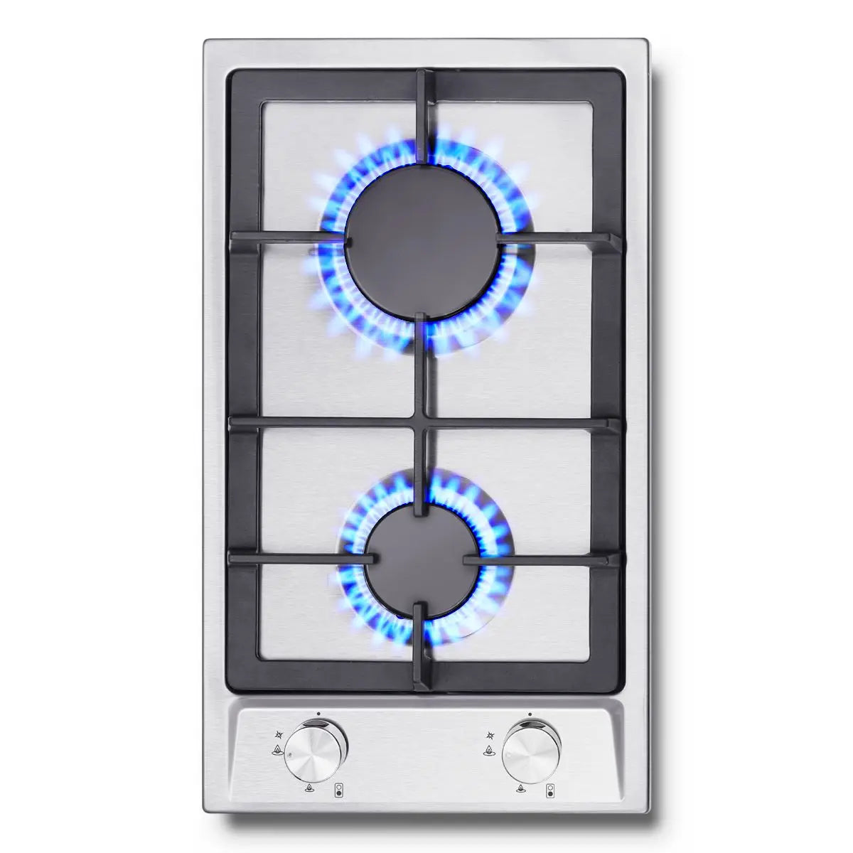 Stainless Steel Gas Hob Automatic Flame Protection 2 Bulbs | Dual Fuel Natural Gas/Propane Built-in/Freestanding 2400W 220-240V.