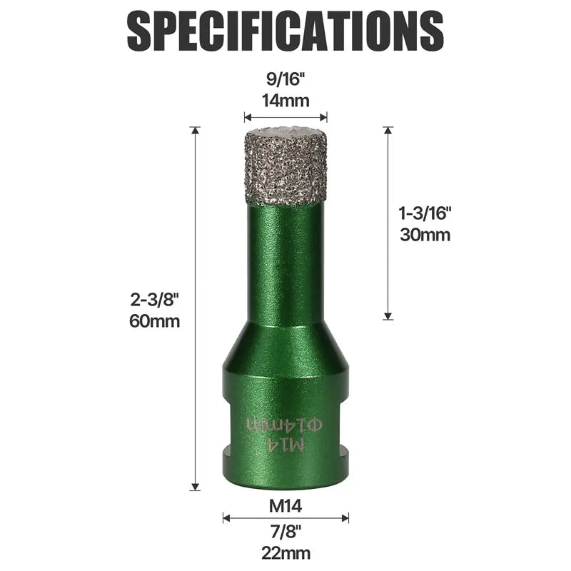 6–130 mm M14-Gewinde, trocken, vakuumgelöteter Marmor, Mauerwerk, Lochsäge, Öffner, Diamantbohrkrone für Keramikfliesen, Granit, Marmor