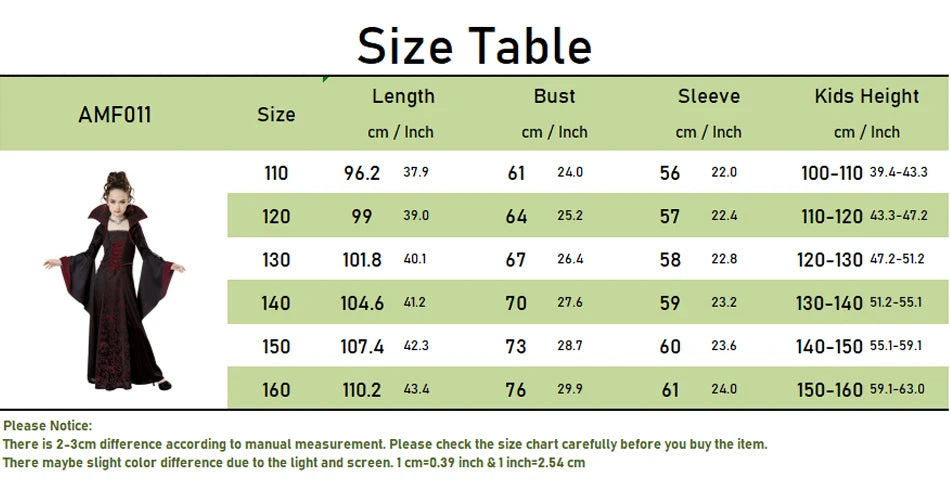 Halloween Hexen kostüm für Mädchen Kinder lange ausgestellte Ärmel Spitze Kleid bösartige Cosplay Kleidung beängstigende Verkleidung Kleidung.