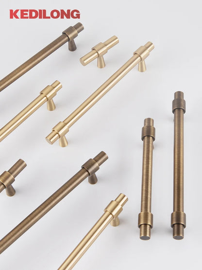KEDLO Solid Brass Brushed Antique Brass Bronze 500mm Pull Drawer Knobs T Bar Kitchen Cabinet Handle
