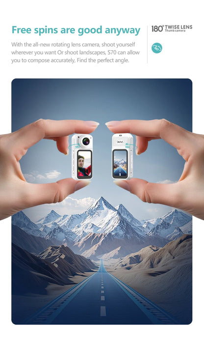 Small Action Camera Sports Cam Bodycam Rotating Lens Go WiFi Digital Pro Video Runcam Instant for Hero 10 11 12 13 Photography.