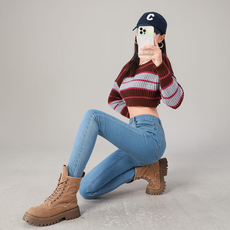 Fashion Women's Slim Skinny Jeans Comfortable Stretch Casual Solid Colours Pencil Pants Female Black Denim Trousers