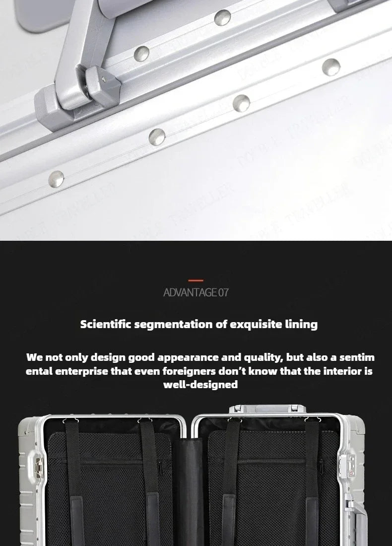 Trolley-Koffer mit großer Kapazität, Reisetasche, Reise-Koffer aus Aluminium-Magnesium-Legierung, Business-Rollgepäck.