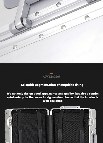 Trolley-Koffer mit großer Kapazität, Reisetasche, Reise-Koffer aus Aluminium-Magnesium-Legierung, Business-Rollgepäck.