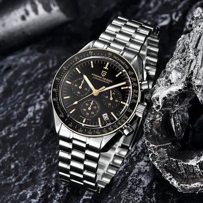 PAGANI DESIGN 2025 New Moon Watch Retro Luxury Quartz Watches For Men Stainless steel Luminous waterproof Sport Chronograph Man.
