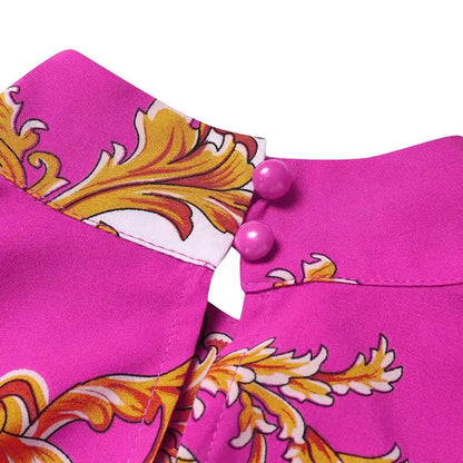 Plus Size 5XL VONDA Women Party Sundress Bohemian Stand Collar Sleeveless Print Maxi Dress Casual Bat Sleeve Satin Long Vestidos.