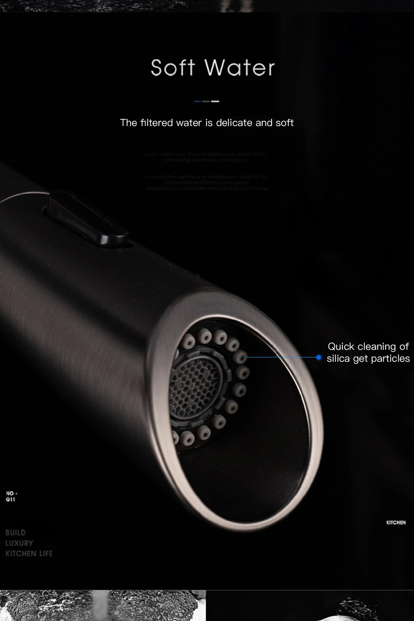 Moderner Luxus-Küchenarmatur aus schwarzem Messing, ausziehbares magnetisches Saugdesign, Einhebelmischer für heißes und kaltes Wasser mit 2 Funktionen