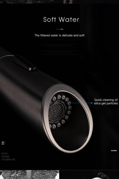 Moderner Luxus-Küchenarmatur aus schwarzem Messing, ausziehbares magnetisches Saugdesign, Einhebelmischer für heißes und kaltes Wasser mit 2 Funktionen