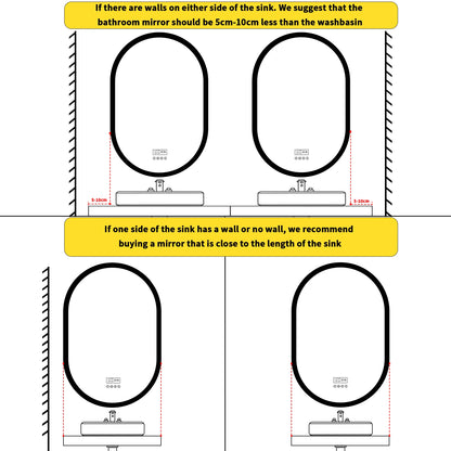LUVODI 20 x 32 Zoll beleuchteter Bluetooth-Badezimmerspiegel mit Hintergrundbeleuchtung, beleuchteter, dimmbarer Kosmetikspiegel mit Zeitumsanzeige, Antibeschlag