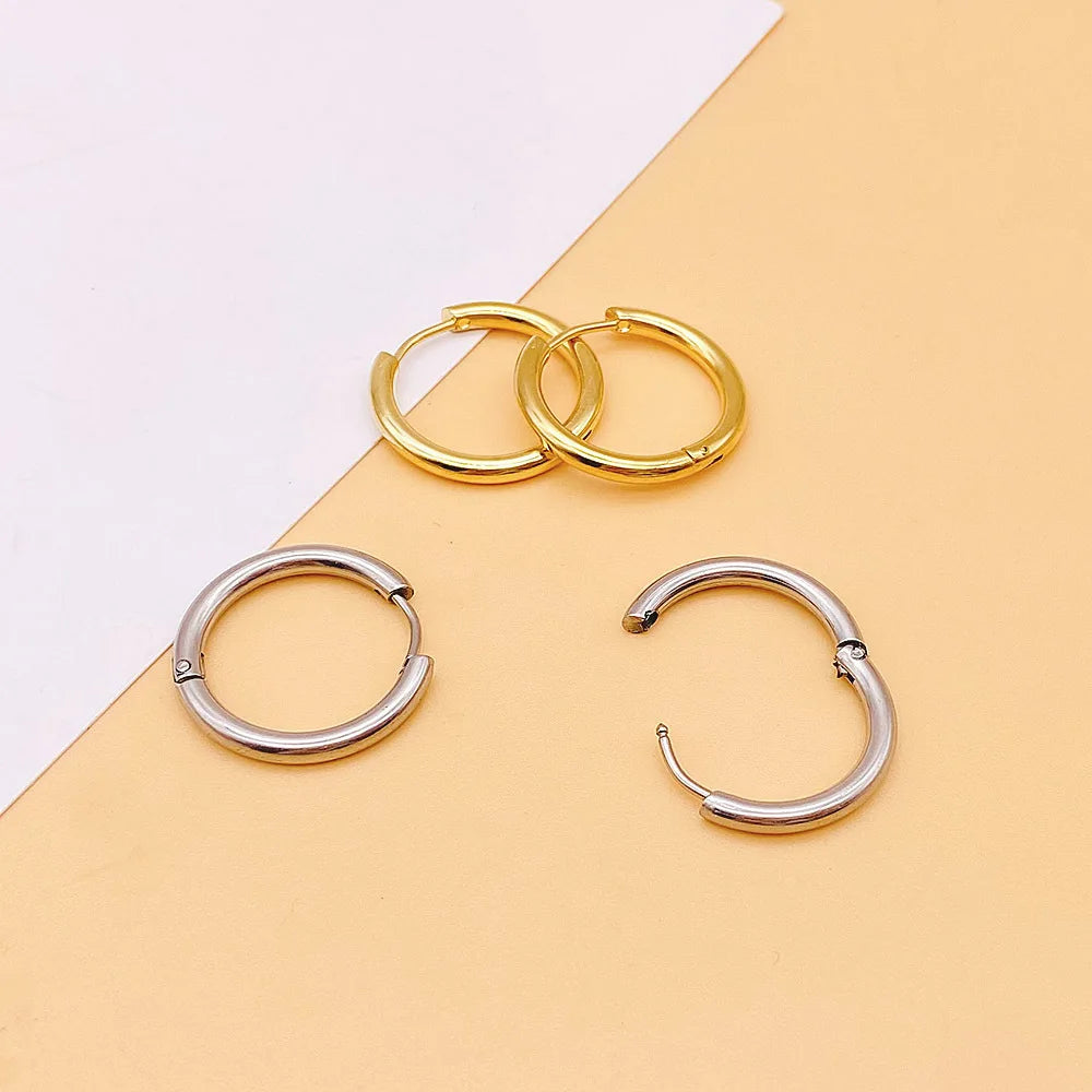 2022 New Simple Stainless Steel Small Hoop Earrings for Women Men Cartilage Ear Piercing Jewelry Pendientes Hombre Mujer.