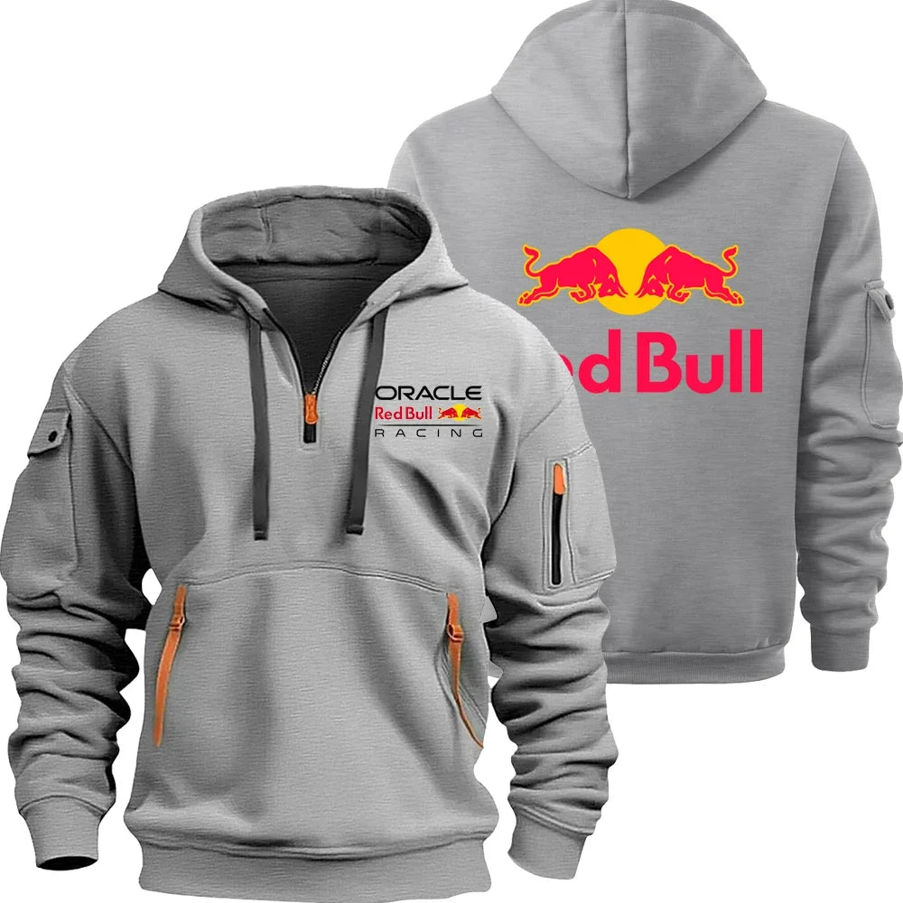 Red Bull Logo Motorcycle Racing Team Men Half Zipper Hoodie Spring Autumn Male Sweatshirt 2025 New Fashion Pullover Clothes Tops.