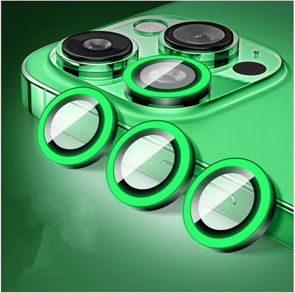 Night Light Luminous Metal Glass Camera Lens Protector for IPhone 16 15 14 1311 Pro Max Plus 12 Mini 16Pro Ring Lens Film Cover.