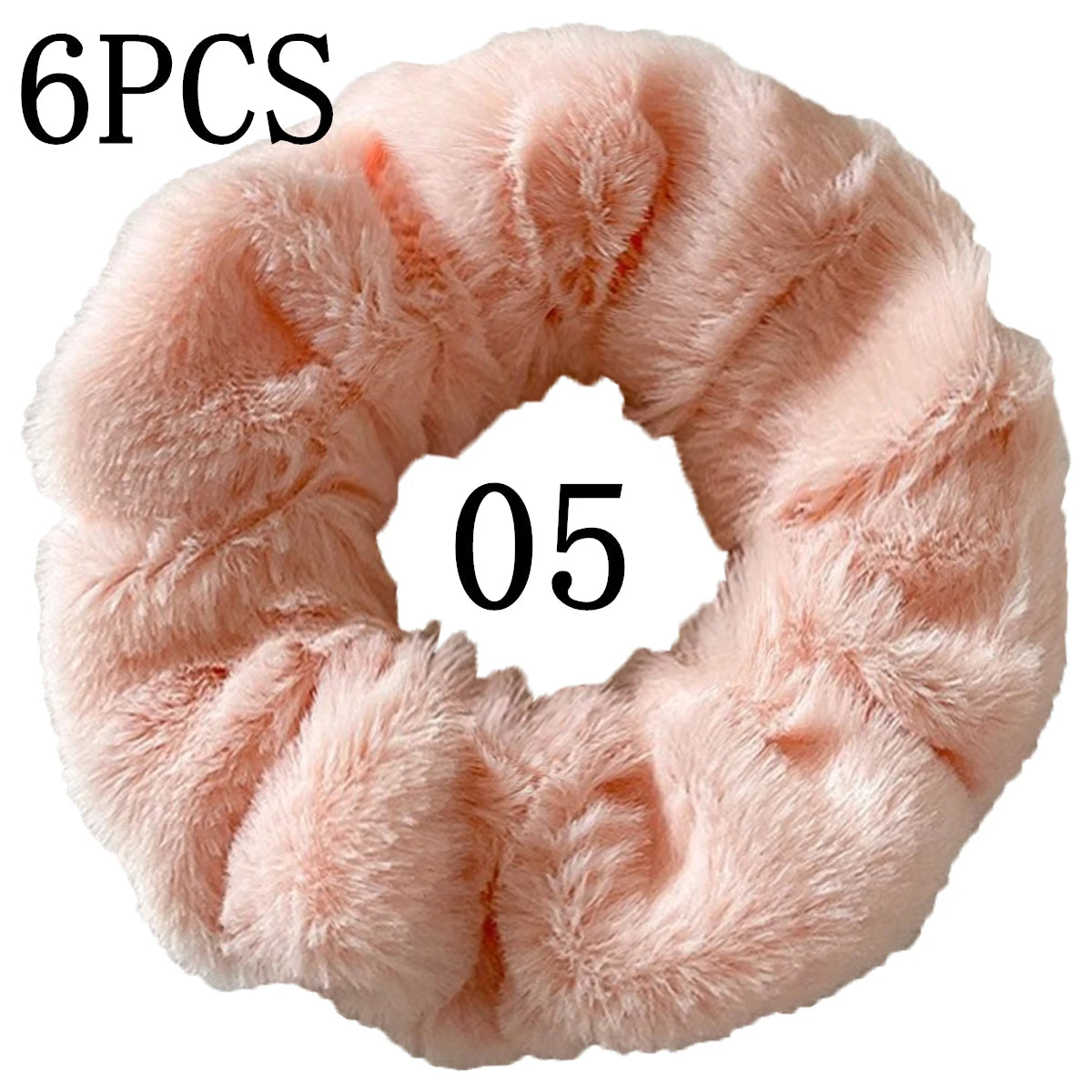 6pc Hair Scrunchies Furry Elastic Band Women Girl Ponytail Holder Rubber Ties Accessories Plush Faux Fur Soft Chiffon Headband