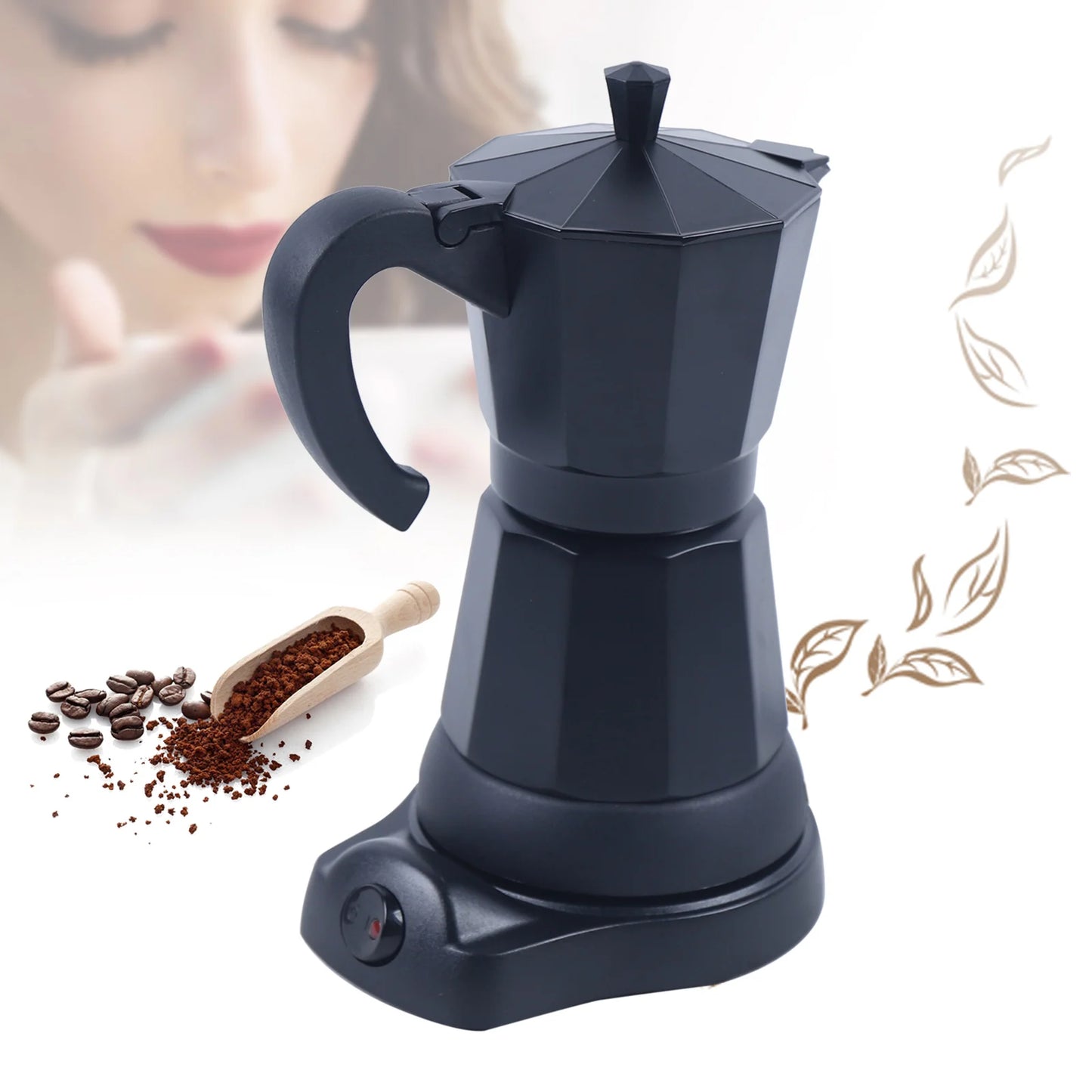 300 ml Electric Coffee Machine Aluminium Espresso Maker Mocha Espresso Pot with Separate Base.