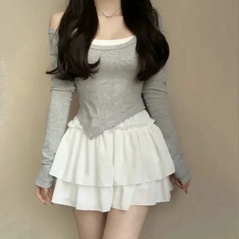 Summer Kawaii White Ball Gown Skirts Women Fashion Slim Fit Mini Skirts Giris Y2k All Match Elastic High Waist Black Faldas Goth.