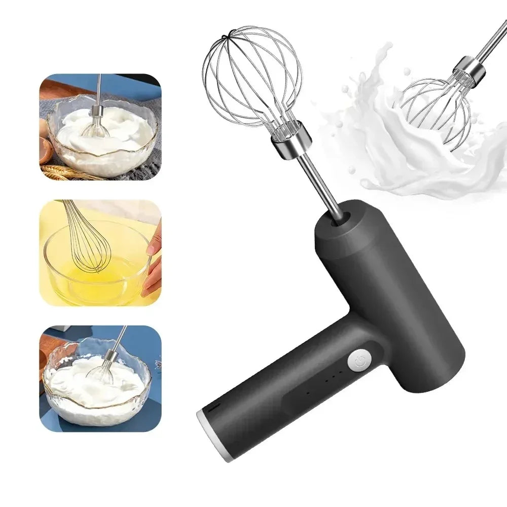 portable Rechargeable Electric Egg Beater With Stand Bracket 3 Speeds Adjustable Hand Whisk Drink Mixer Milk Frother for Coffee.