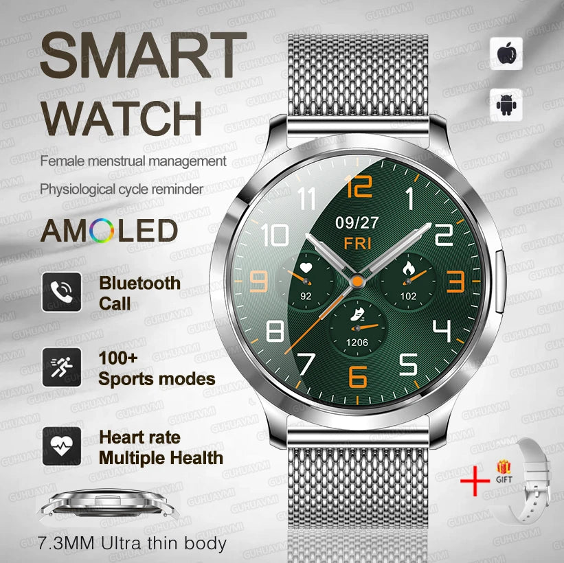 New Women Smart Watch 1.32"Ultra-thin AMOLED HD Screen Sport Fitness Bracelet Custom Watch Face Bluetooth Call Luxury Smartwatch