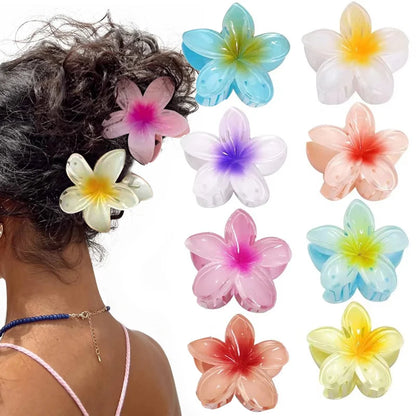 New Hawaiian Gradient Hair Clips Women Flower Hair Claws Shark Hairpins Vacation Beach Style Hairpins Hair Accessories.
