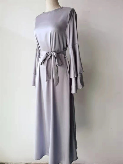 Eid Kebaya African Dresses For Women Muslim Kaftan Satin Shiny Batwing Abaya Dubai Luxury Caftan Marocain Robe Femme Musulmane