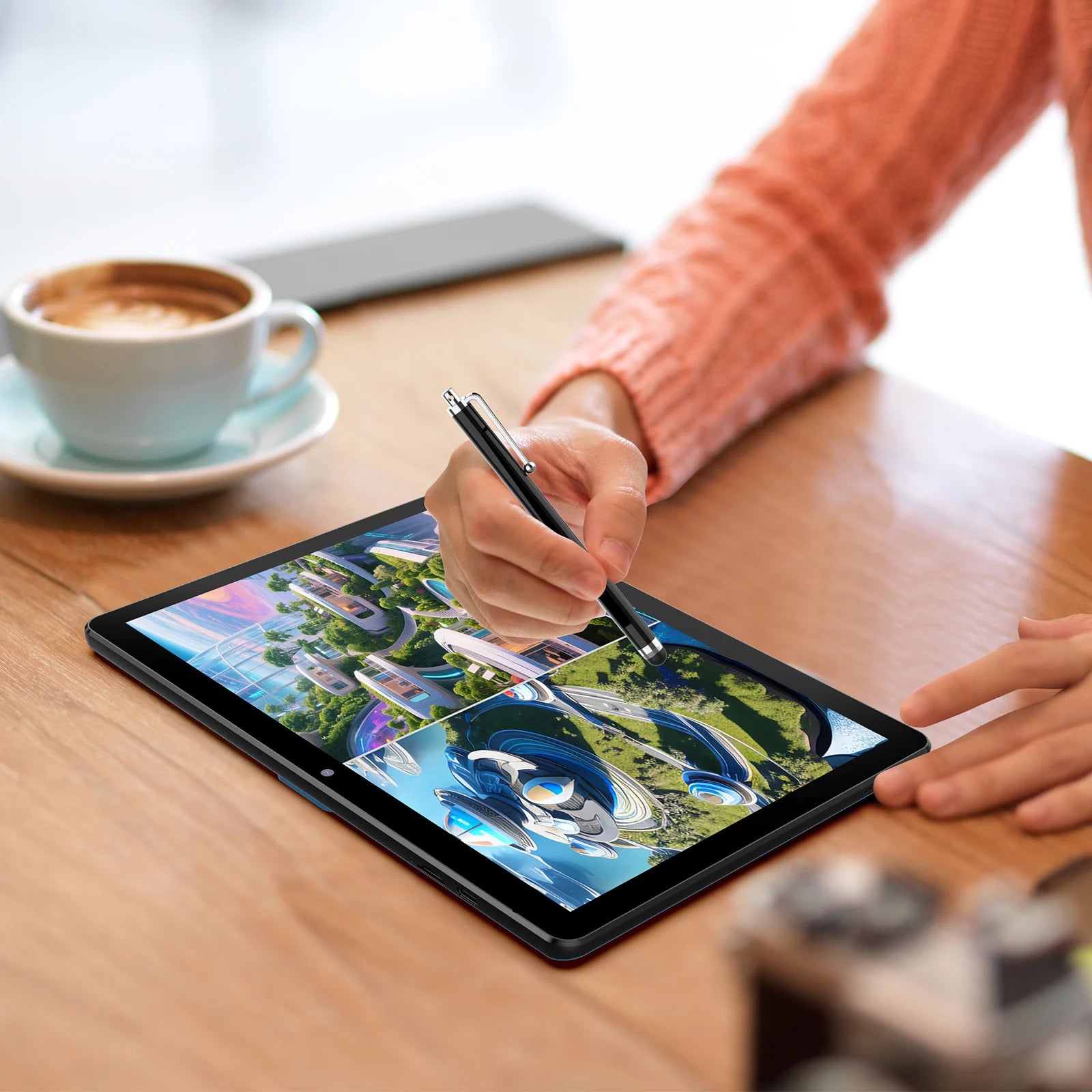 BAKEN 10-inch Android 15 tablet, 128GB RAM + 9GB + 64GB storage, 1TB expandable memory, WiFi 6, Bluetooth, Google GMS.