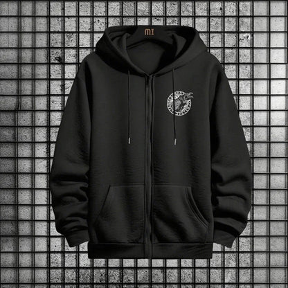 Viking Raven Print Mens Casual Tracksuit Set 2025 New 2 Pieces Zipper Hoodie with Pants Urban Streetwear Outfit Autumn Winter.