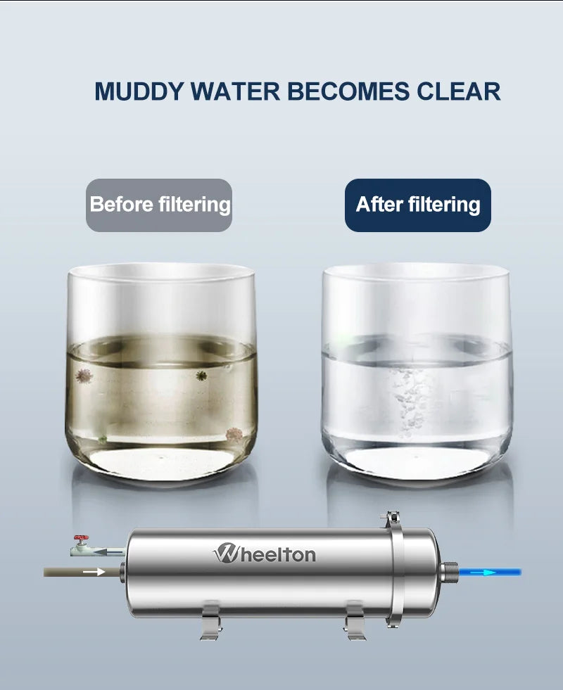 Wheelton PVDF UF 3500L/H Water Purifier Whole House Ultrafiltration Filter 0.01um Filtration SUS304 Drinkable Water.