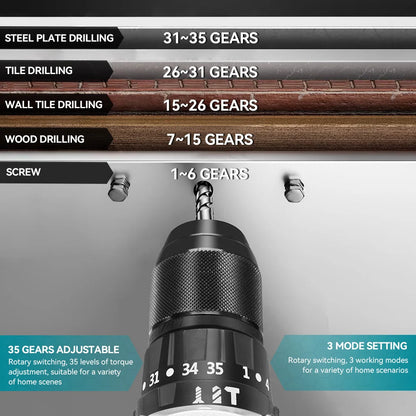 YOFIDRA 13 MM Bürstenlosen Elektrischen Schlagbohrmaschine 35 + 3 Drehmoment Cordless Holzbearbeitung Schraubendreher Power Tool Für Makita Batterie pin